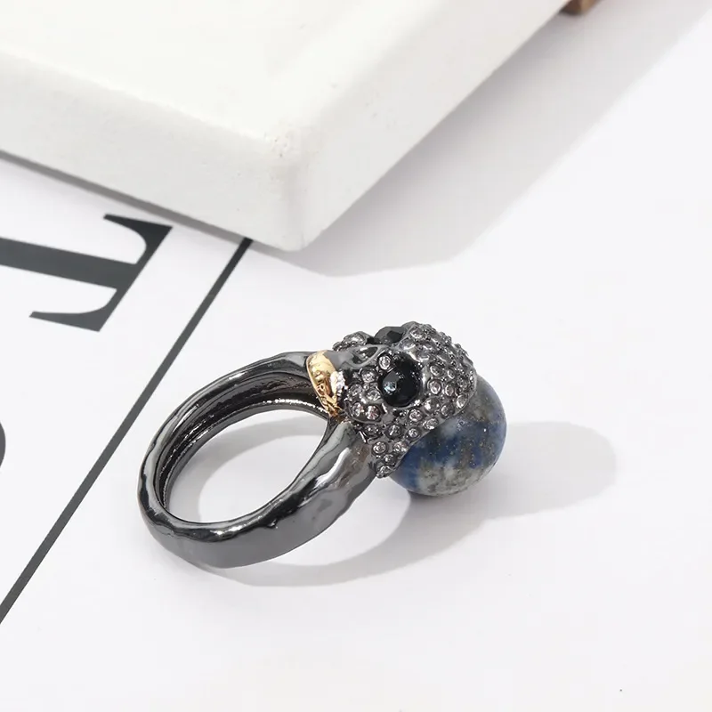 

European And American Fashion Retro Black Skull Zircon Ring Jewelry For Woman Trend