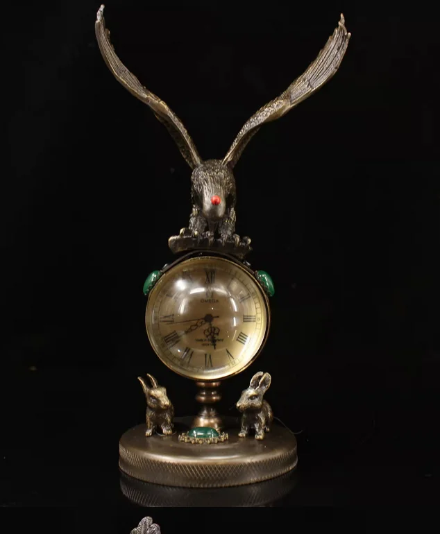 8" Bronze clock watch retro European style creative grand exhibition home living room office decorations