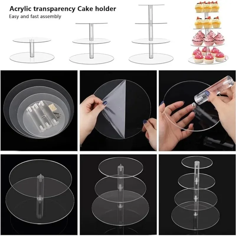 Acrylic Cake Stand Cupcake Holder Cake Display Shelf Removable 3/4/5/6 Tier Wedding Birthday Party Decoration Stand