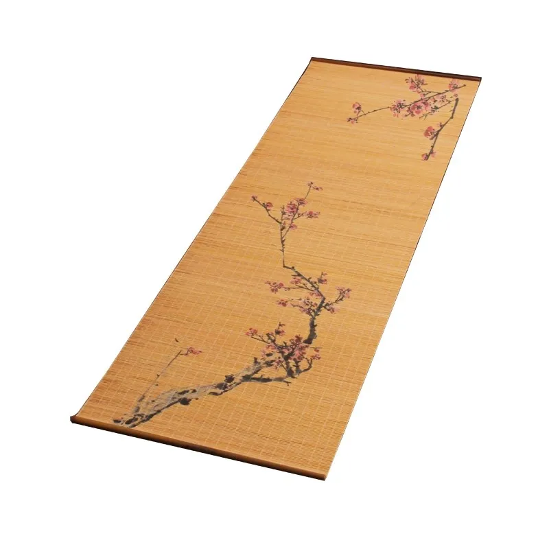 Hand-Painted Zen Tea Mat - Bamboo Tea Tray Mat with Artistic Print, Chinese Style Dry Brew Tea Ceremony Table Cloth