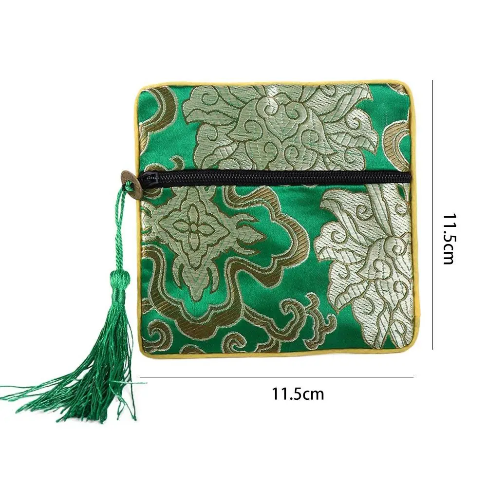 Pouch Embroidery Flower Pattern Zipper Bag Brocade Pouch Jewelry Storage Bag Silk Jewelry Organizer Chinese Style Coin Purse