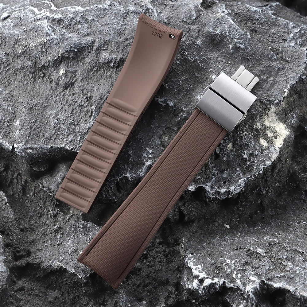 Premium Curved End Fluoro Rubber Quick Release Watch Strap - Available in Multiple Sizes