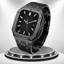 Deluxe Metal Bezel Frame and Strap Mod Kit for Series 7 8 45mm (6 screws Black)