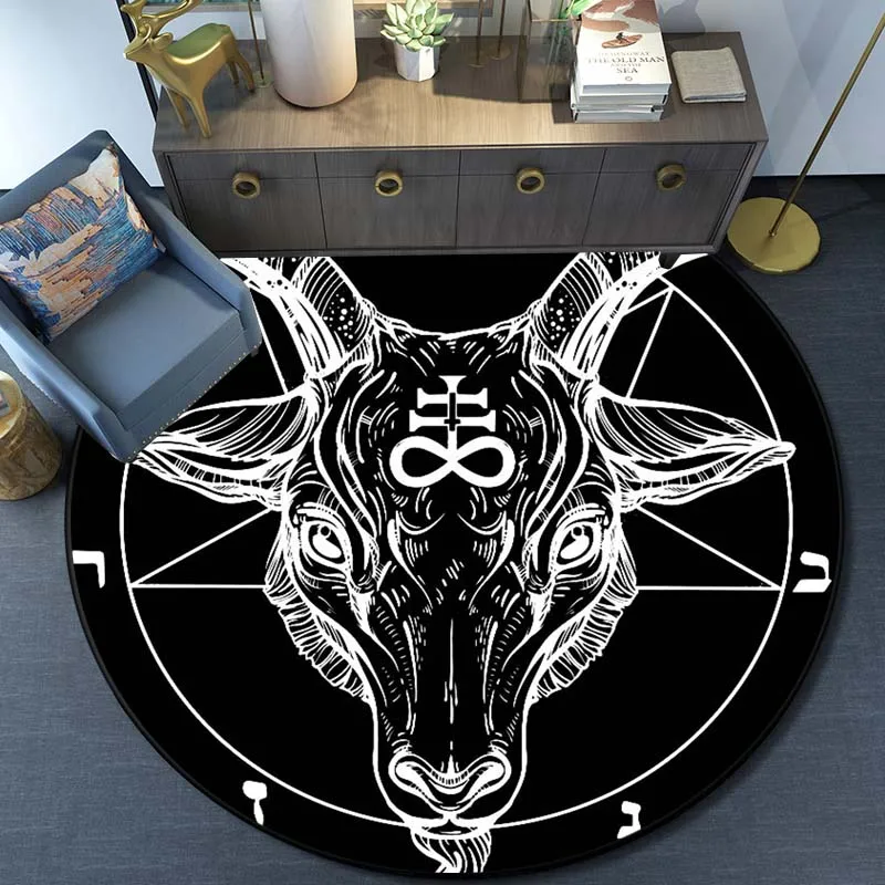 

Skull Satanic Goat Inverted Pentagram Wing Demon Version Area Rug-Satanic Goat Decor Satanic Goat-Satanic Rugs Satan Carpet