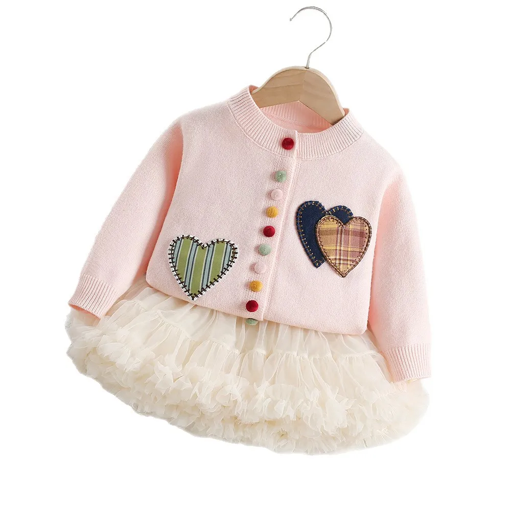 Girls Knitted Cardigan Tutu Skirt Set