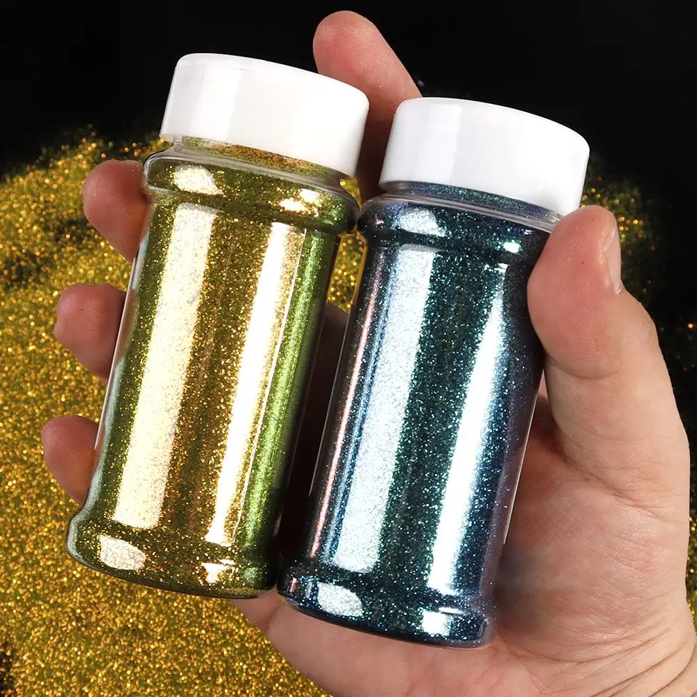 

3.5Oz Jar Chameleon Glitter Nail Art Decoration 0.2mm Fine Glitter Pigment Dust Holographic Sparkly Nail Glitter Powder #12Color