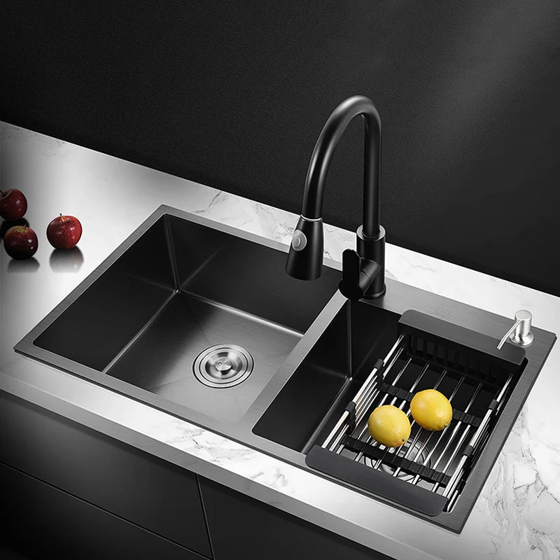 Kitchen Sink Kitchen Accessories 304 Stainless Steel Nano Kitchen Sink Vegetable Wash Basin For Home Fixture Faucet Drain Accessories Topmount