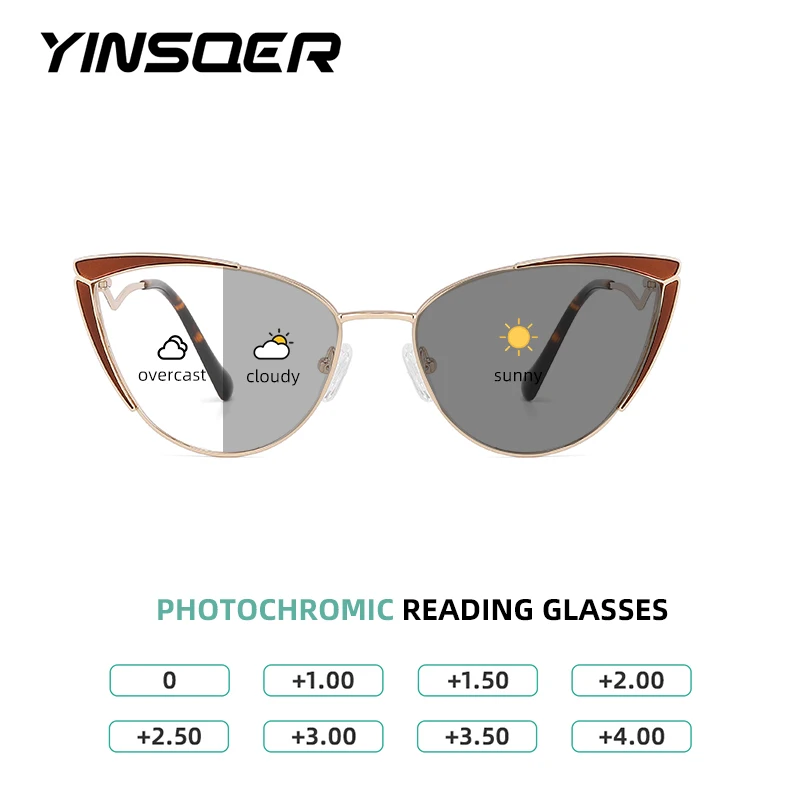 

YINSQER Photochromic Glasses Woman Free Shipping Fashion Cat Eye Women's Sunglasses Luxury Eyepieces for Reading Eyewear Women 1