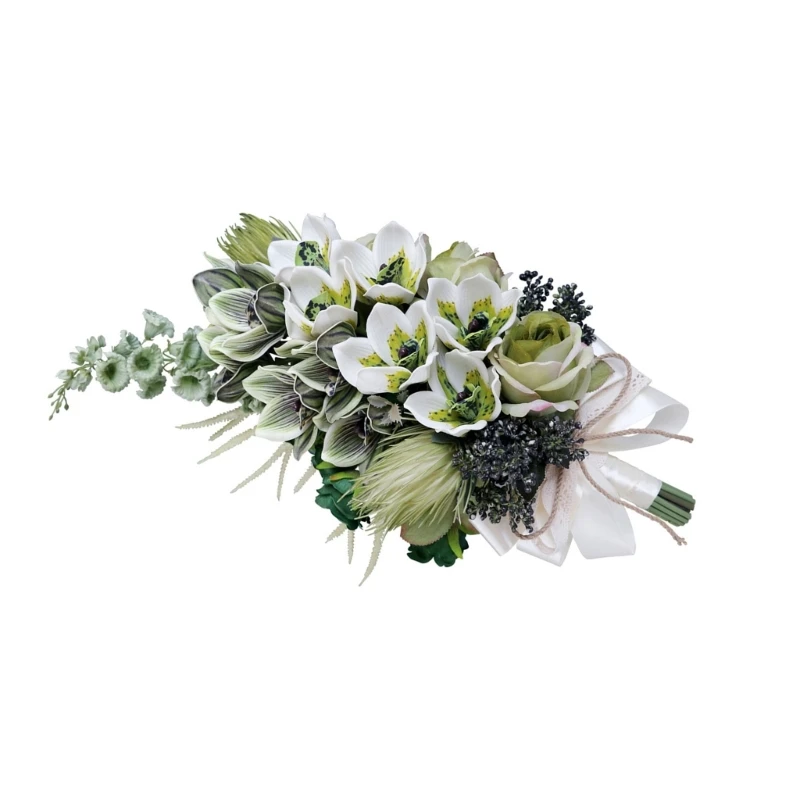 

Wedding Bridal Bouquet Waterfall Cascading Artificial White Rustic Flowers new