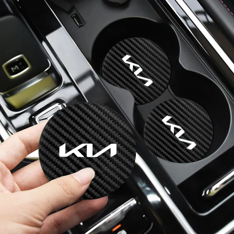 2Pcs Sliding rubber car cup mat for Kia Rio Picanto Sportage Niro Morning Ceed ProCeed Stonic Optima