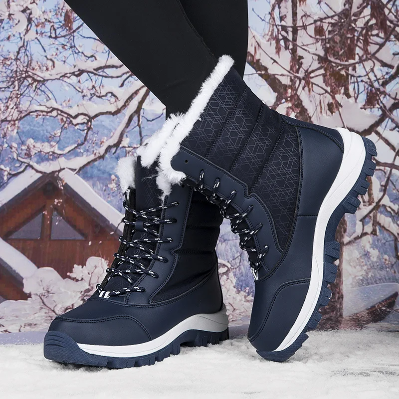 Women's Snow Boots Winter Thermal Fur Lined Boots Waterproof Hiking Trekking Ankle Booties for Woman_voghion.com