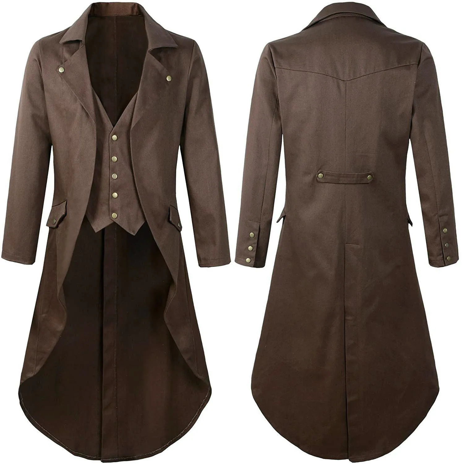 

Medieval Tailcoat Suit Jacket Gothic Steampunk Long Jacket Victorian Frock Coat Cosplay Male Single Breasted Swallow Uniform