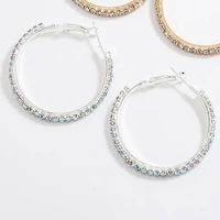 Exquisite Full Rhinestone Hoop Earrings for Women Fashion Simple Circle Round Earring Wedding Party Jewelry Accessories Gifts - Image 5