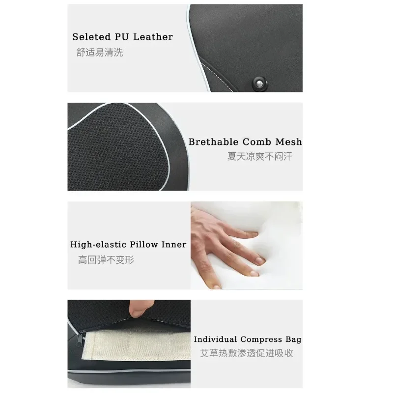 홈 오피스 차량용 딥 니딩 마사지 베개, 시타스 목 마사지기, 블랙 가죽 바디, OEM 파워 컬러, ABS 릴렉스