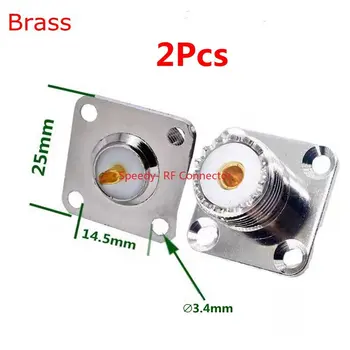 2PCS UHF SL16 SO239 SO-239 หญิงแจ็คซ็อกเก็ตแผงแชสซี Mount Connector 2 รู 4 รูหน้าแปลน Coax Adapter Fast การจัดส่งทองเหลือง 1