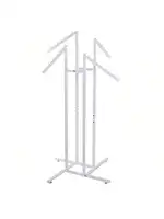 SSWBasics White 4-Way Clothes Rack with Slant Arms - Sturdy Garment Rack for Retail Display - Versatile Hanging Clothes 1