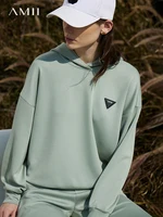 AMII Minimalism Sweatshirt 2023 Spring New Hoodie Chic Shorts Pants for Women Pantalone Tracksuit Separately Sale 72311001 1