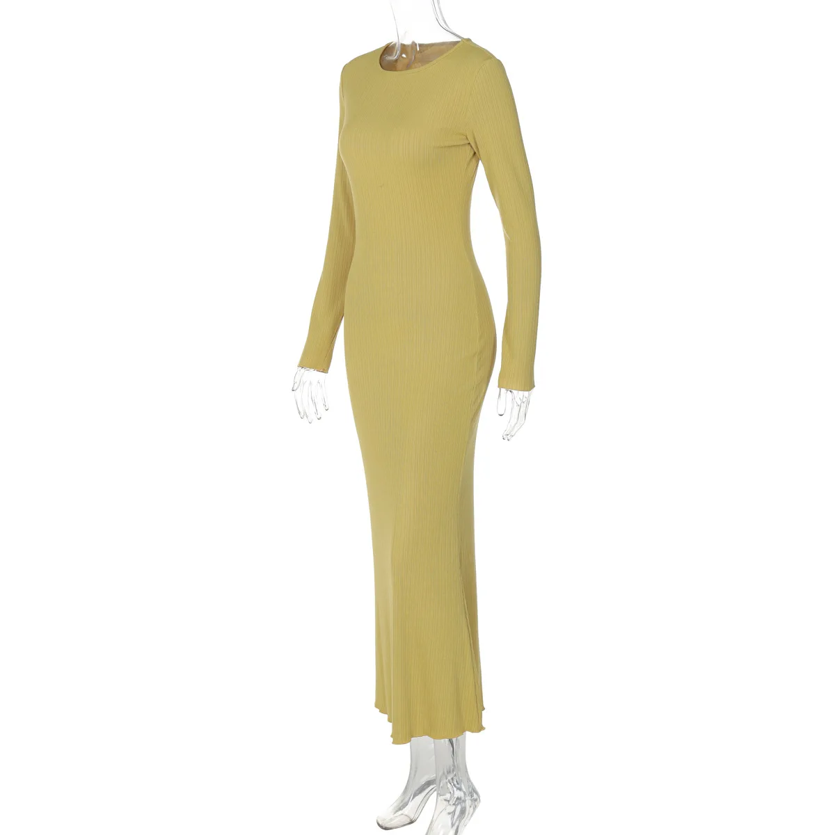 Fashion Autumn Slim Maxi Dress For Women High Waist Patchwork Ribbed Elegant Party Dress Ladies Solid Long Dress Clothes