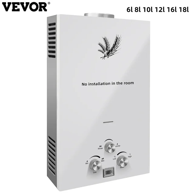 VEVOR chauffe-eau au gaz de pétrole liquéfié 6L 8L 10L 12L 16L 18L chauffe-eau blanc au propane butane au gaz de pétrole liquéfié 1