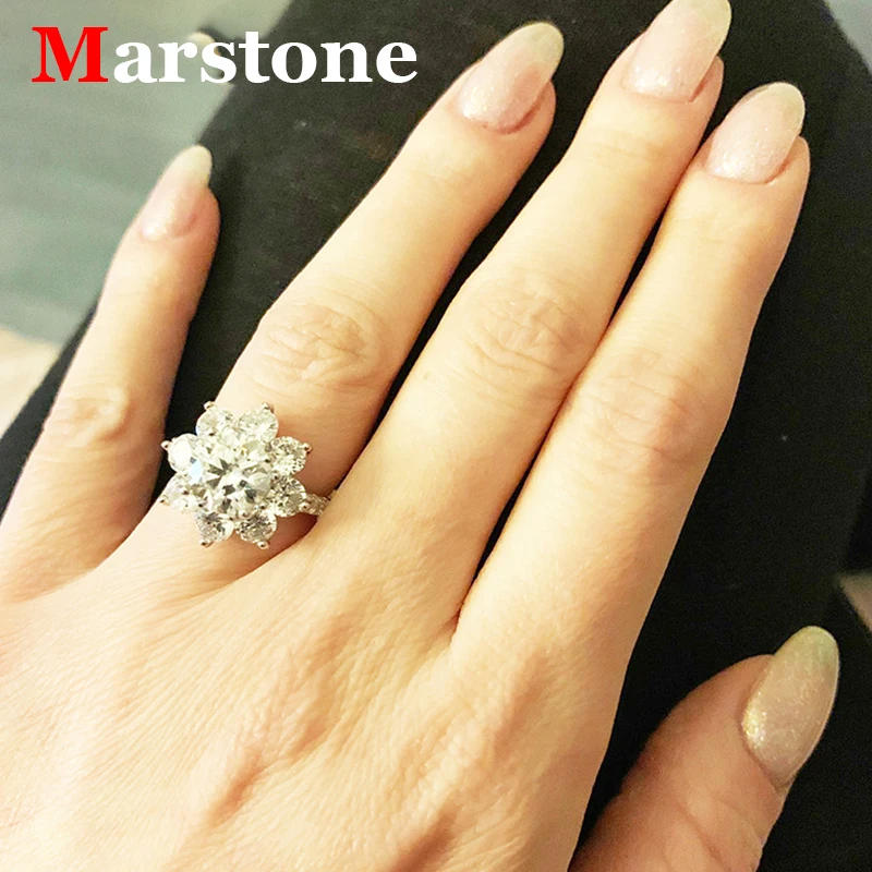 100% Real Moissanite SunFlower Ring 1/2CT Women Fancy Wedding