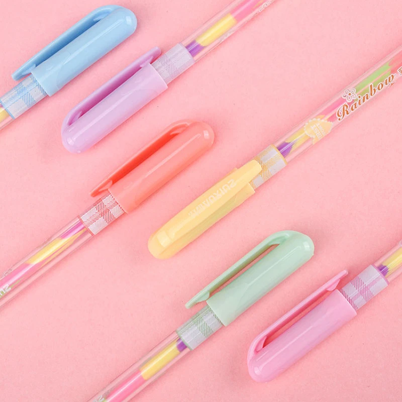 6Pcs/Set High Quality Rainbow Color Gel Pens Set Quick Dry 0.5mm Needle Tip Cute Ballpoint Pens School Office Accessories