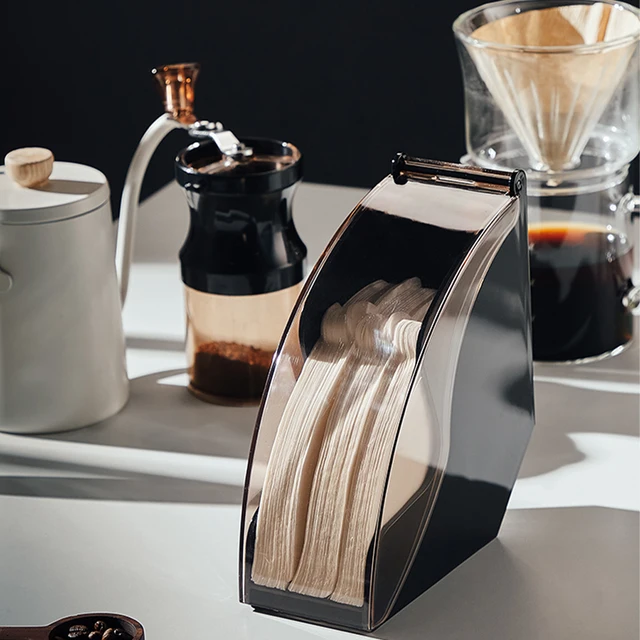 Kúp Kávé Szűrő Papír Adagoló Doboz Műanyag Kéz Csepegtető Tároló Porálló Szűrőpapír Tartály Tartó - Image 4