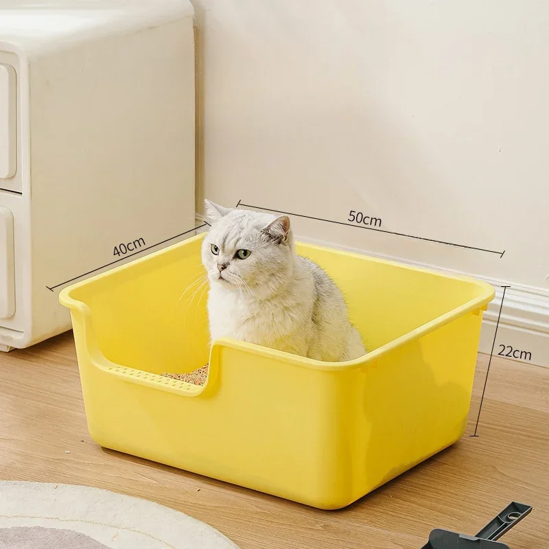 대용량 고양이 쓰레기통, 세미 클로즈 키티 쓰레기통, 비말 방지 애완견 변기, 대형 고양이 작은 동물 침대팬, 애완동물 샌드박스