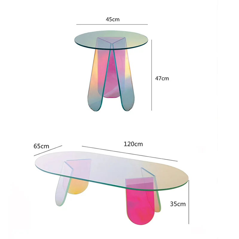 

Round Rainbow Coffee Table Living Room Acrylic Colorful Smart Coffee Table