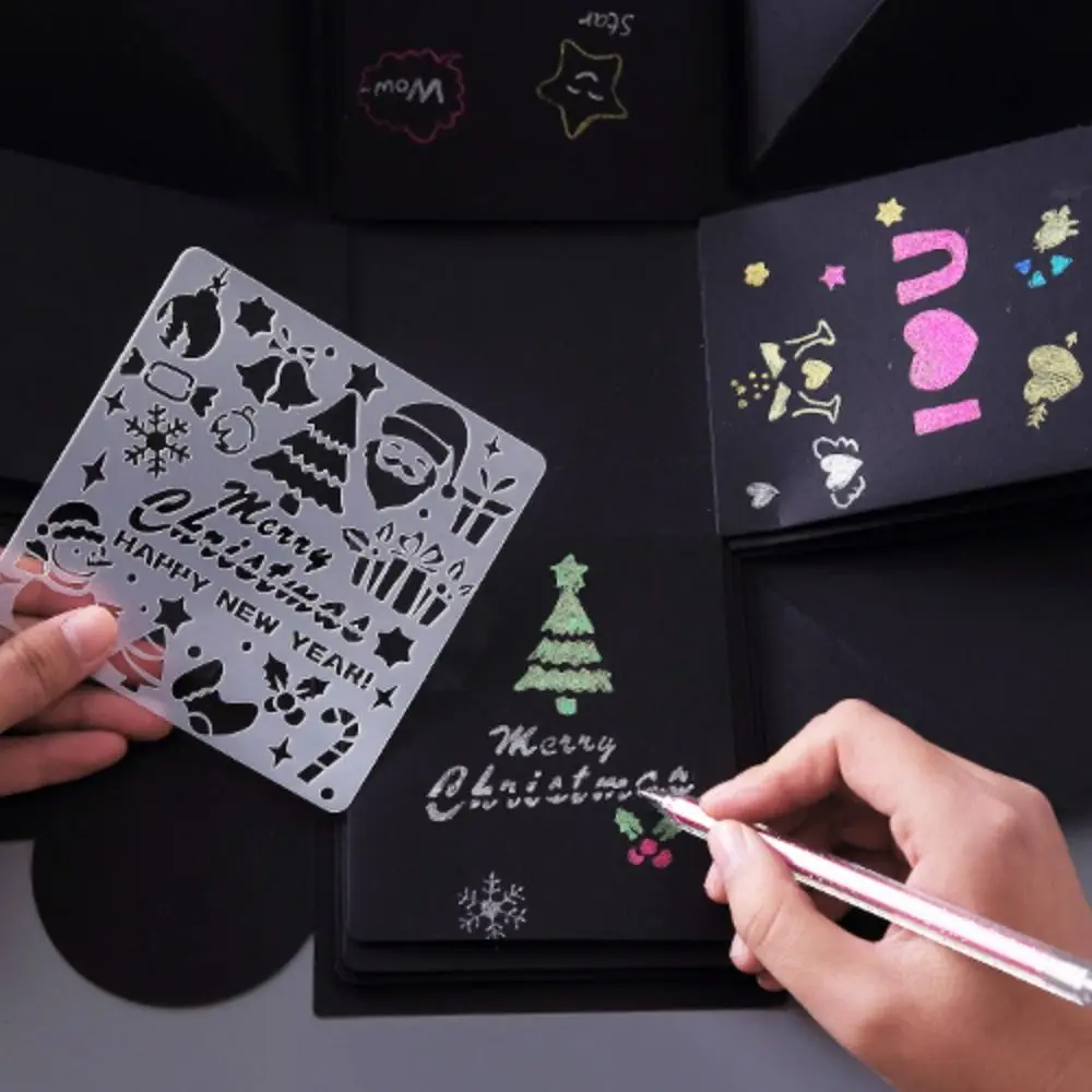 5개/세트 DIY 공예 도구 속이 빈 스텐실 키트 장 PET DIY 레이어링 스텐실 DIY 수공예 그라피티 템플릿 색칠용