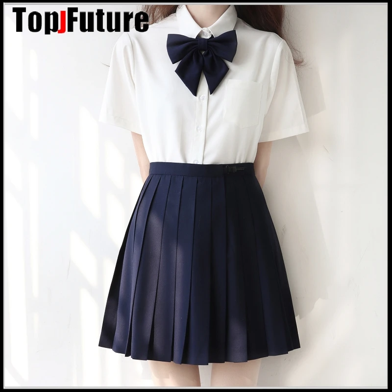 Uniformes escolares japoneses meninas cor sólida plissado jk terno