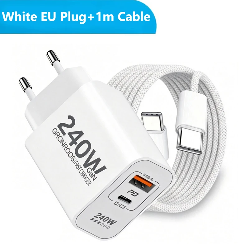 240W GaN High-Speed USB-C Charger with PD and QC 3.0 Technology