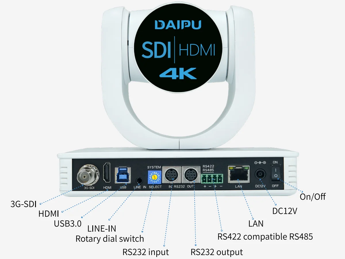 PTC-12SK PoE HD-MI 3G-SDI 4K30 UHD IP Broadcasting Auto Tracking Video Conference Live Streaming PTZ Camera