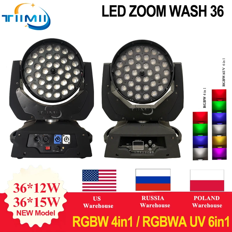 

1-12 шт. Lyre Zoom Wash 36x18 Вт, движущаяся головка, цветовая смешивание, DJ, сценическая стирка, KTV, дискотека, DJ DMX, чехол