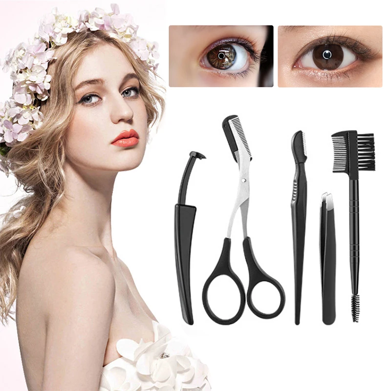 5 In 1 Multifunctional Eyebrow Kit Trimming Razors Eyebrow Brush