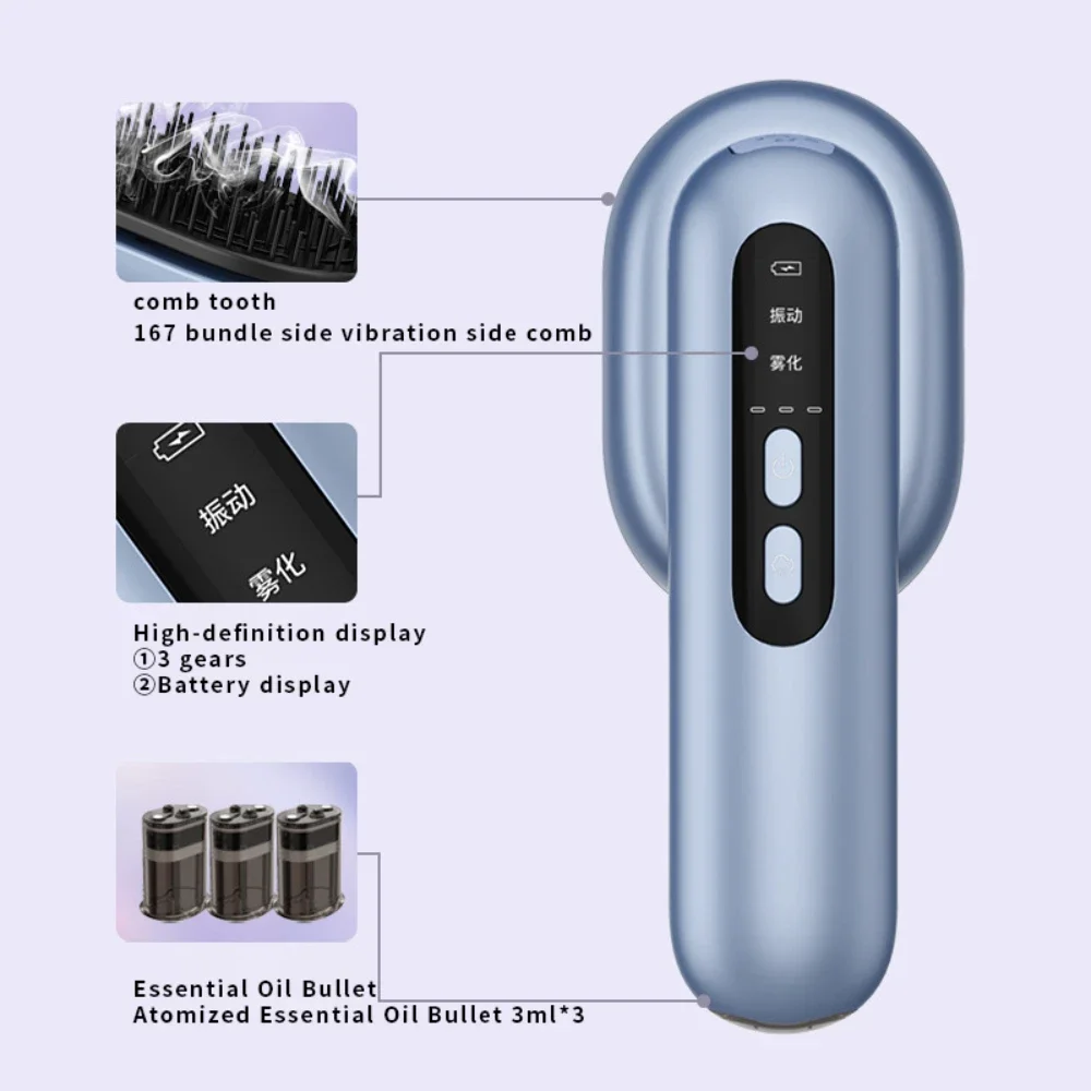 Light Therapy Hair Regeneration Brush Scalp Electric Vibratory Massage Comb Hair Follicle Repair Essential Oil Conditioner Comb