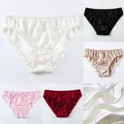 Women Mulberry Silk Panties Underwear Soft Comfort Seamless Briefs Ladies Solid Thin Breathable Underpants Intimates Lingerie