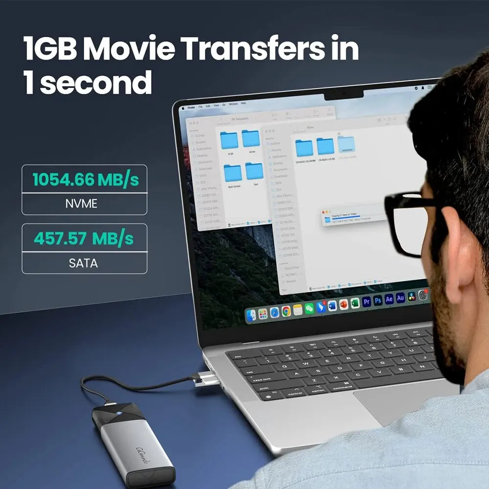 M.2 SSD 인클로저, NVMe/SATA 듀얼 프로토콜 USB 3.2 하드 디스크 케이스, PCIe SSD 박스, PC 노트북 외부 스토리지 박스, 10Gbps