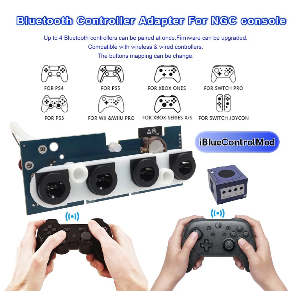 

Беспроводной контроллер iBlueControlMod, внутренний адаптер для консоли GameCube NGC, поддержка контроллеров PS3 PS4 PS5 Switch Pro wii