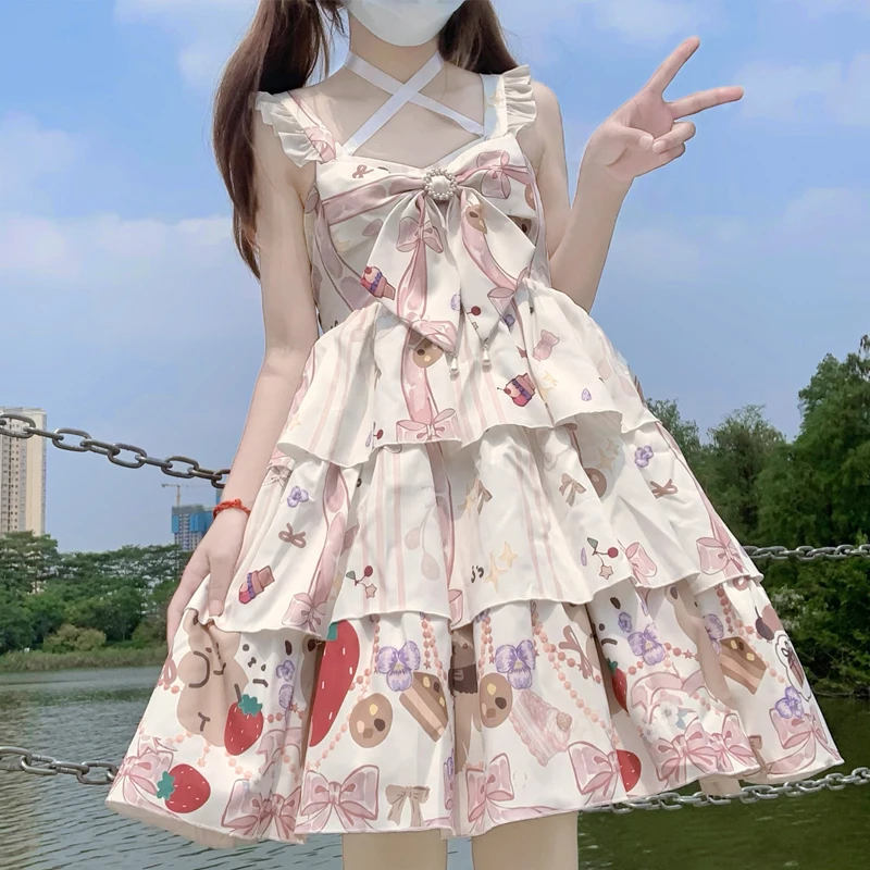 Roupa Lolita Rosa Açúcar para Menina, Casaco Jsk, Camisa, Conjunto de  Vestidos Loli, Saia de Correia, Torta De Leite De Morango, Lolitas Estilo  Kawaii, Doce Bonito - AliExpress