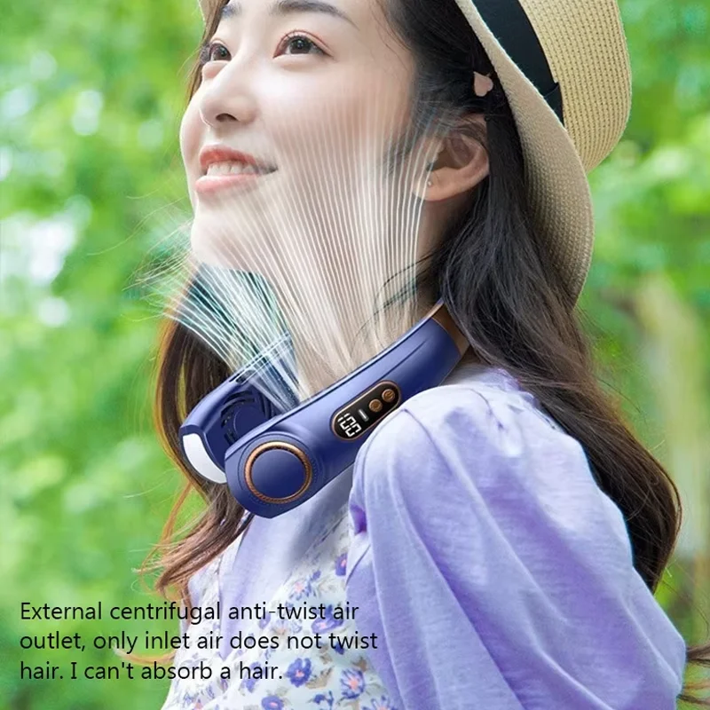 Description Picture 2 of itemNew Neck Air Conditioner Portable Neck Fan Rechargeable Semiconductor Cooling Bladeless Fan Outdoor Personal Fan Wearable Cooler