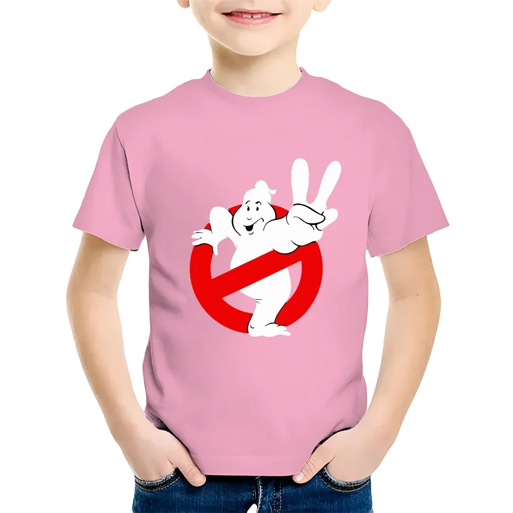 Summer Boys/Girls Cartoon Children Cotton Tshirt Fun Ghostbusters Games Printed Short Sleeve Kids T-shirt Cute Baby Tees 2