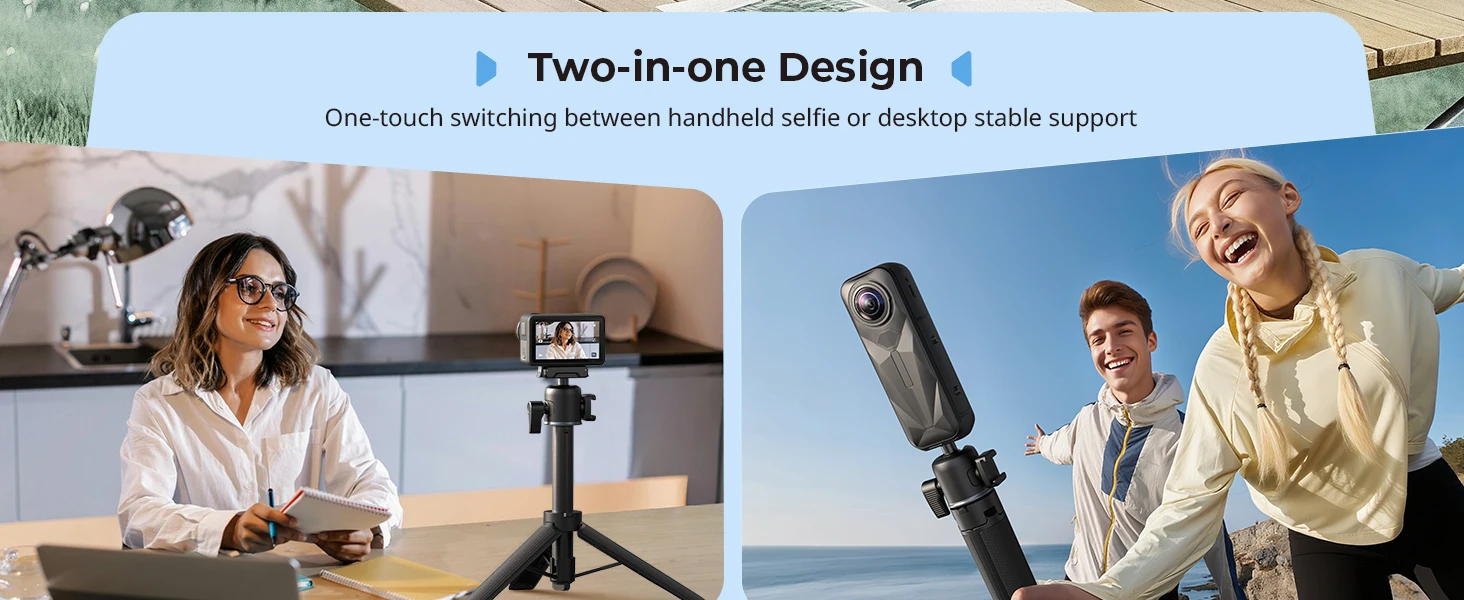 Mount Support for Action Cameras 2-in-1 Tripod & Selfie Stick for DJI Osmo Actio
