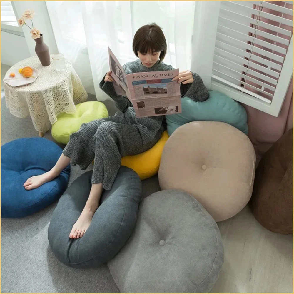 

Simple Round Shape Linen Seat Cushion Tatami Cushion Pillow Home Decoration Soft Car Sofa Cushion Flax Round Sitting