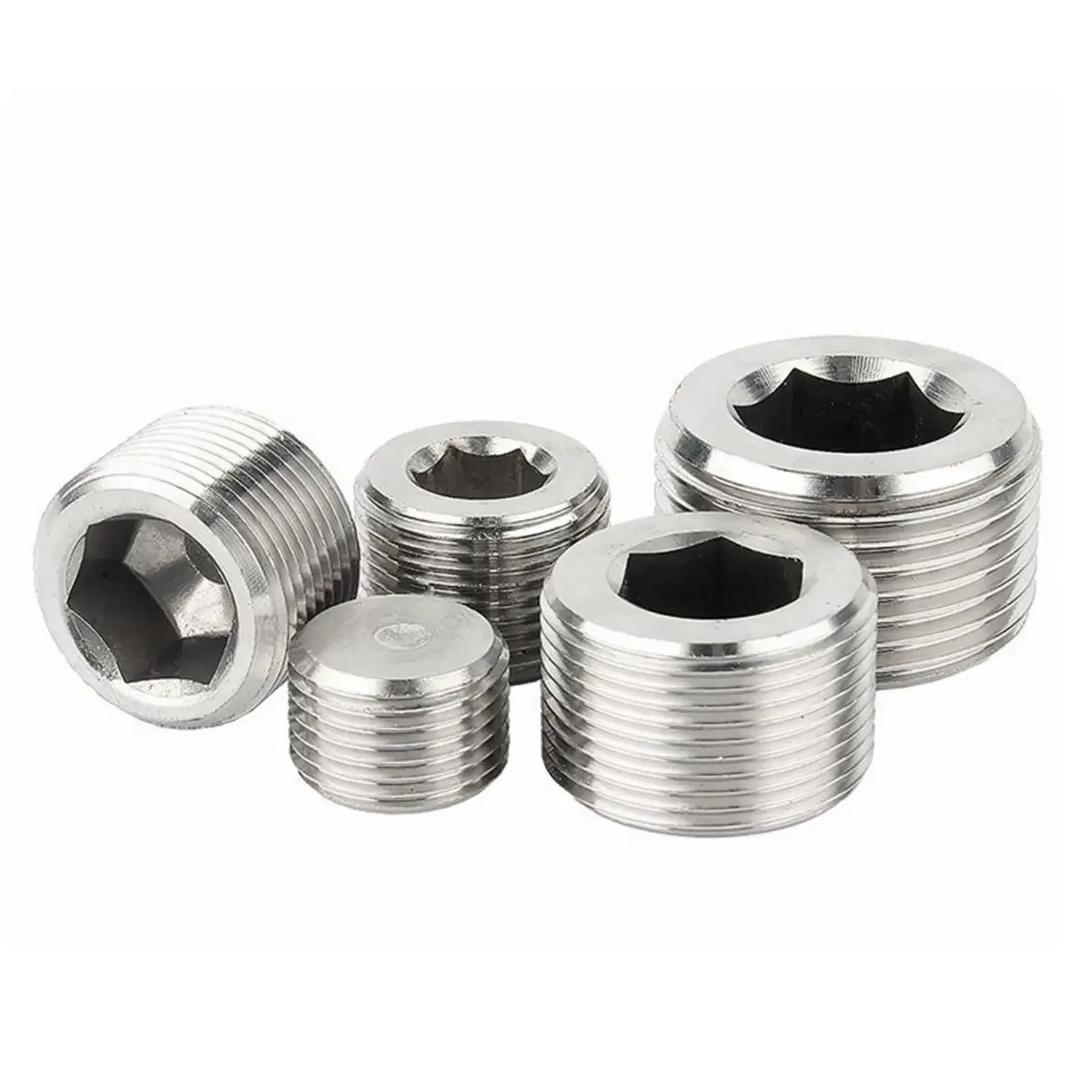 Hex Socket M8x1 M10x1 M12x1.5 M16x1.5 M20x1.5 M24x1.5 Metric Thread Male 304 Stainless Steel Countersunk End Plug pipe plug