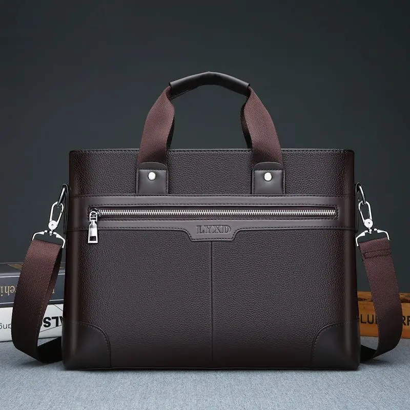 

New Men's Bag Business Handbag Computer Briefcase Shoulder Bag Men's Crossbody PU Leather Office Handbag