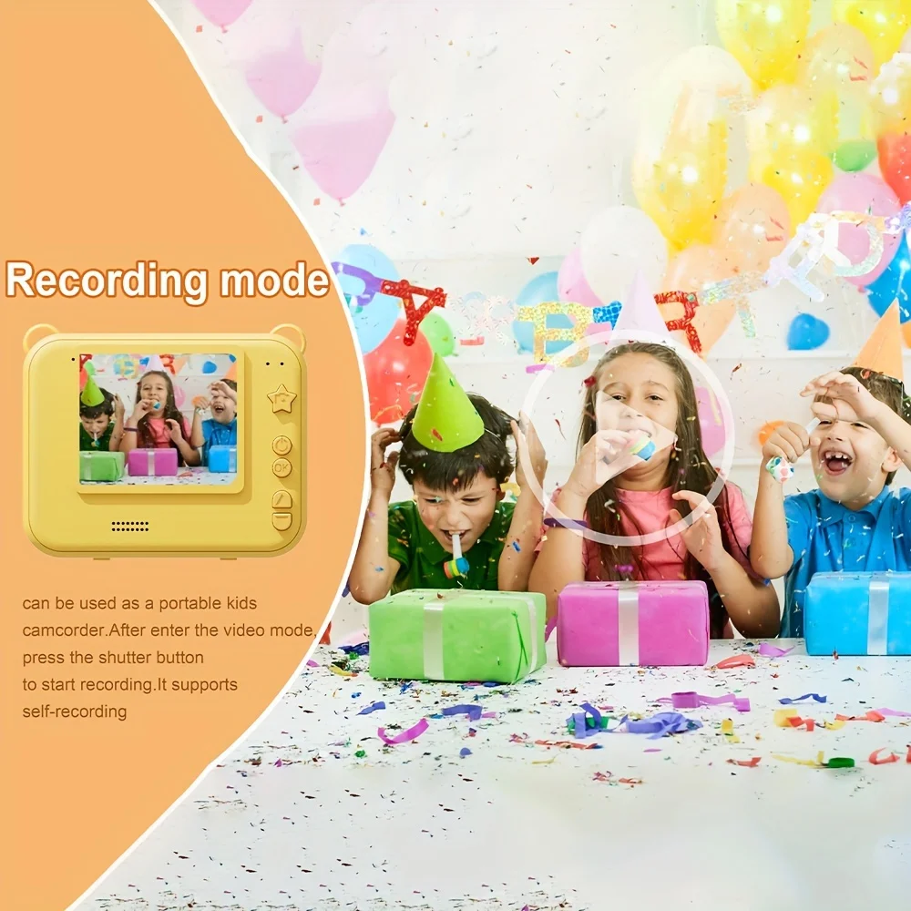 Print Camera For Kids, 2 Inch Screen Kids Camera For Boys With 3 Print Paper, Birthday Gift HD Digital Video Instant Toys