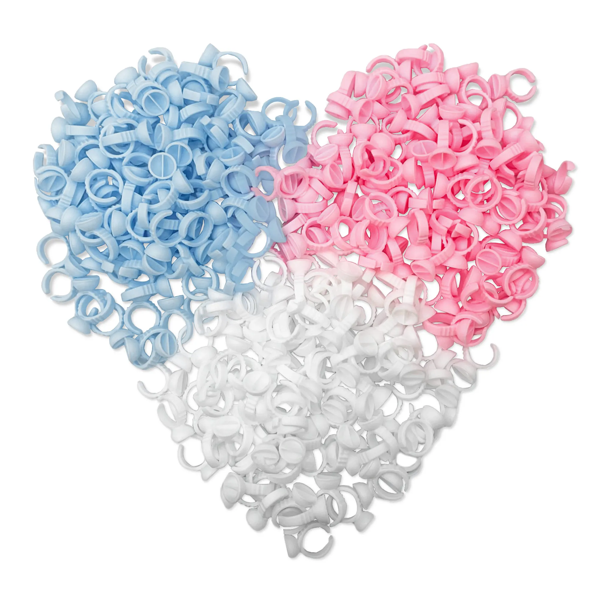 100 Anelli Porta Colla Per Ciglia Usa E Getta Con Vaschetta – Rosa – Accessori Extension Ciglia - 3