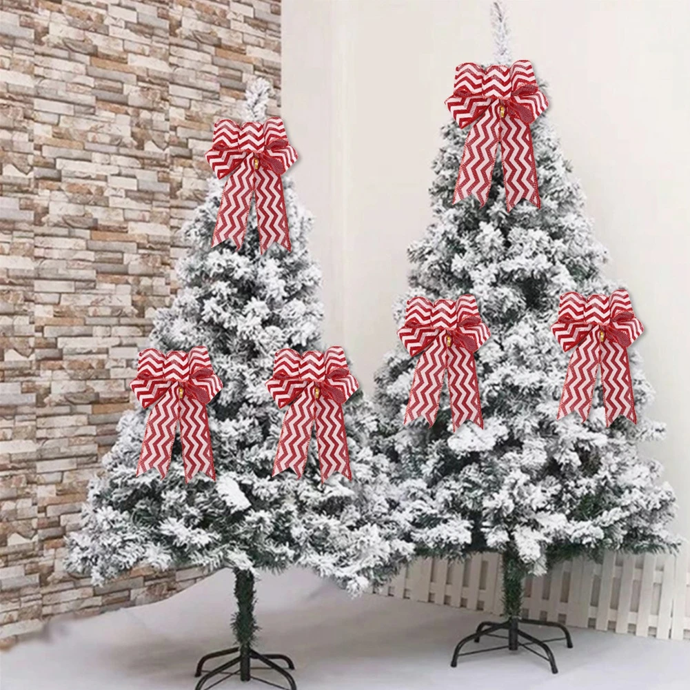 Description Picture 2 of item1PC Christmas Tree Topper Bows Holiday Christmas Wreaths Bows Xmas Tree Decor Bowties DIY Gift Wrapping for Home Party Decor