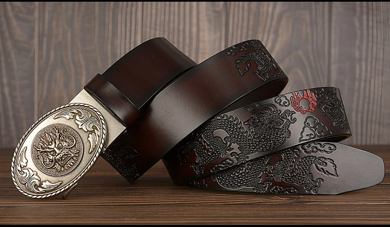 Premium Casual Belt for Men, Genuine Leather Belt for Men, Dragon Buckle Size 27-42 Inch Sb6b9cb903a9d4051a15f498e94b30042W