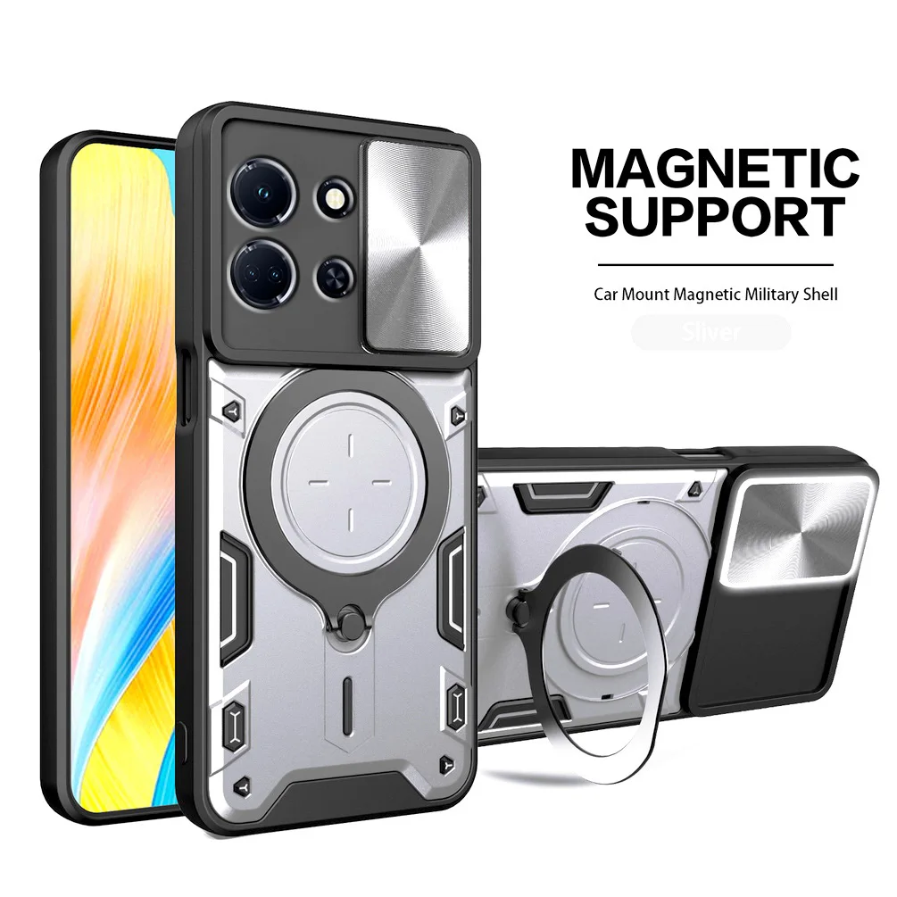 Metal Ring Camera Protect Case for Infinix Note 30 5G Note 30 Pro Note 12 Pro Hot 30i Hot30 Armor Hybrid Rotating Holder_voghion.com